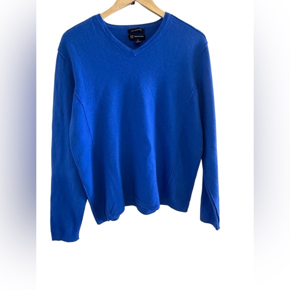 INC International Concepts Merino Wool sweater Blue V Neck soft long sleeve - Picture 3 of 14